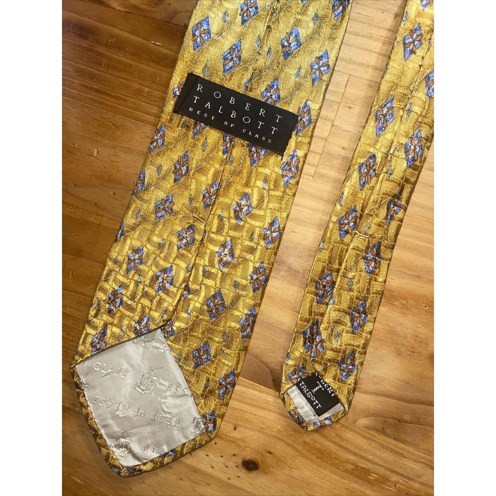 Robert Talbott Neck Tie Men Yellow Best Of Class‎ Vintage (🇺🇸 Made) 100% Silk